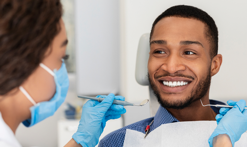 happy man at the dentist